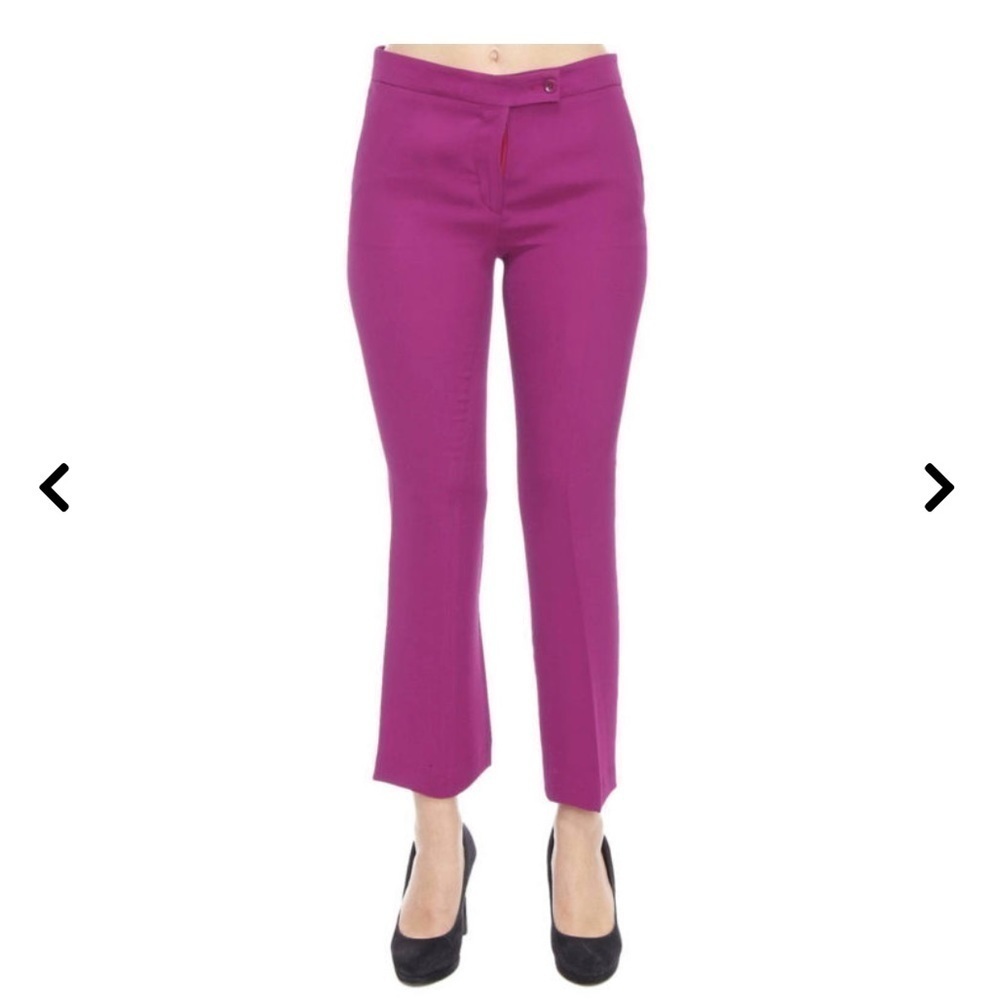 ETRO Luxury Italian Career Cotton Stretch Ankle Trousers Magenta NWOT EU 42/Sm - Picture 2 of 8